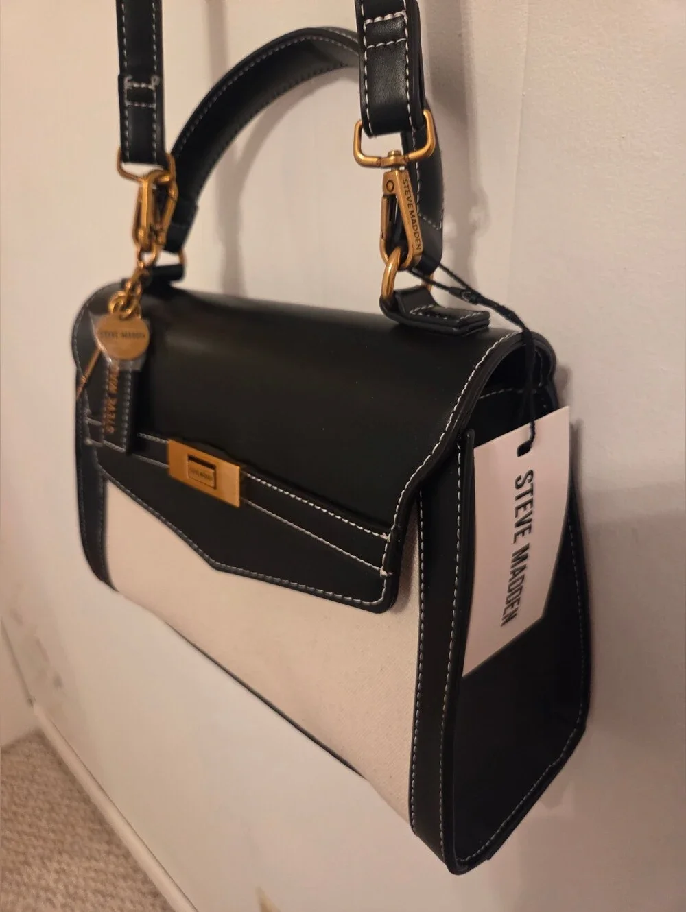 NWT Steve Madden Top-Handle Satchel with Crossbody Strap Hang Tag Charms